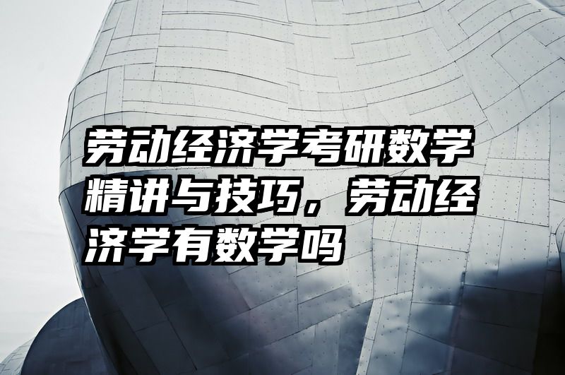 劳动经济学考研数学精讲与技巧，劳动经济学有数学吗