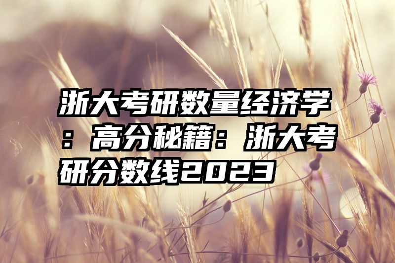 浙大考研数量经济学：高分秘籍：浙大考研分数线2023