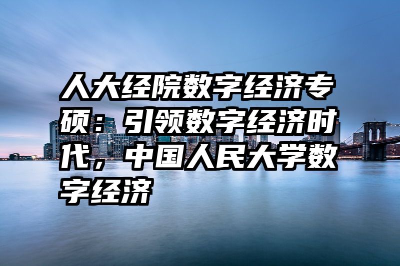 人大经院数字经济专硕：引领数字经济时代，中国人民大学数字经济