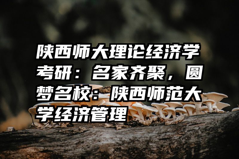 陕西师大理论经济学考研：名家齐聚，圆梦名校：陕西师范大学经济管理