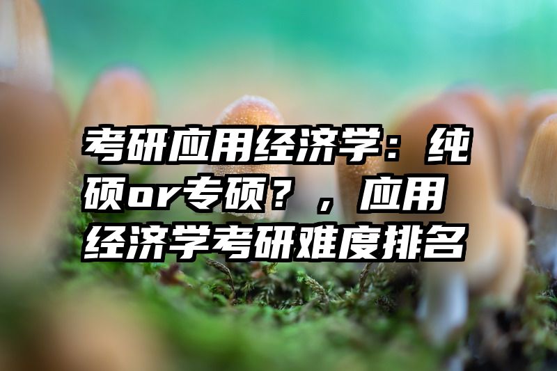 考研应用经济学：纯硕or专硕？，应用经济学考研难度排名