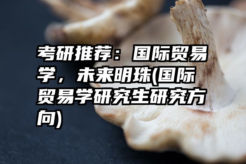 考研推荐：国际贸易学，未来明珠(国际贸易学研究生研究方向)