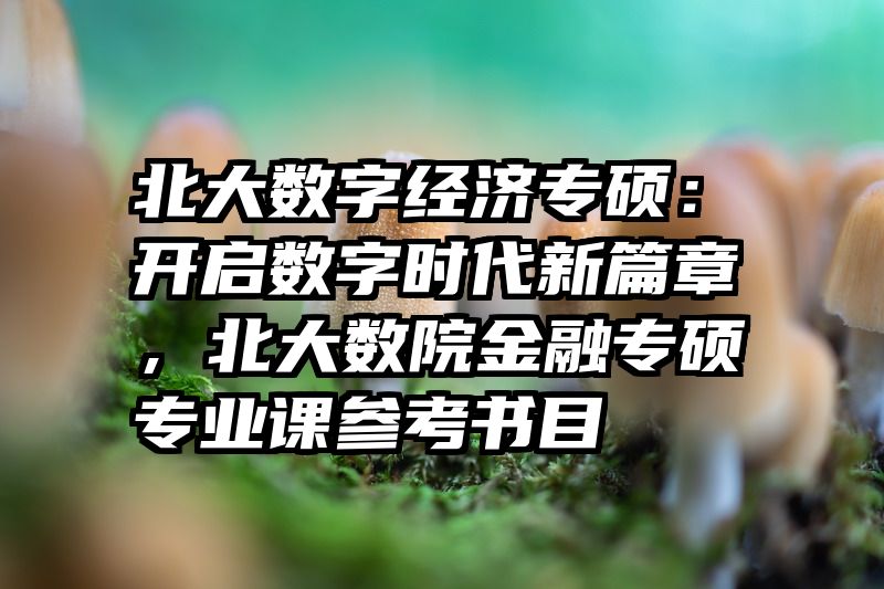 北大数字经济专硕：开启数字时代新篇章，北大数院金融专硕专业课参考书目