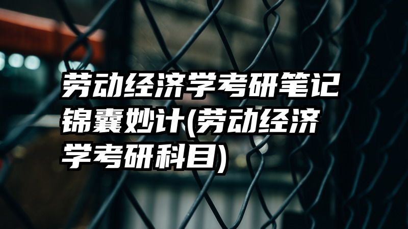 劳动经济学考研笔记锦囊妙计(劳动经济学考研科目)