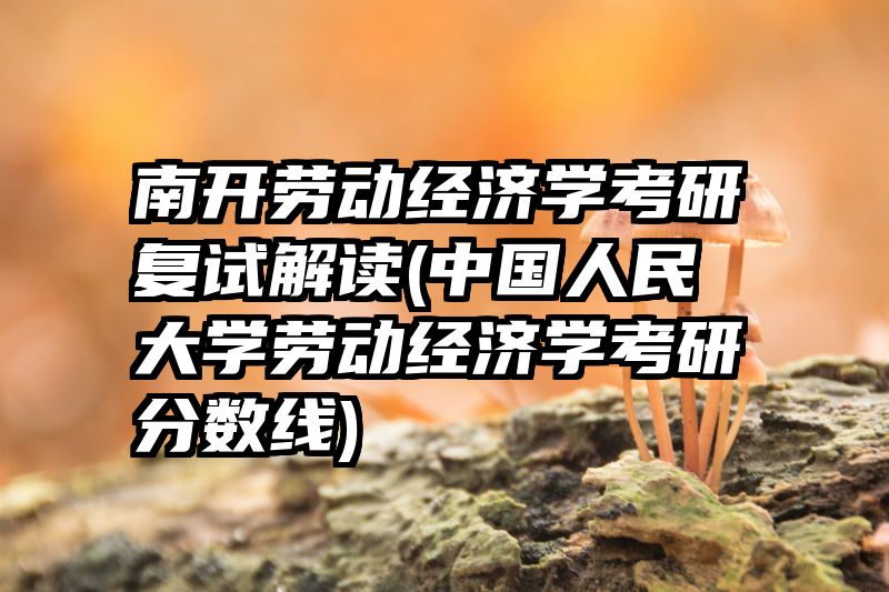 南开劳动经济学考研复试解读(中国人民大学劳动经济学考研分数线)