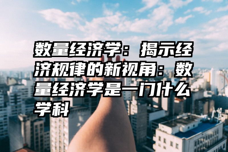 数量经济学：揭示经济规律的新视角：数量经济学是一门什么学科