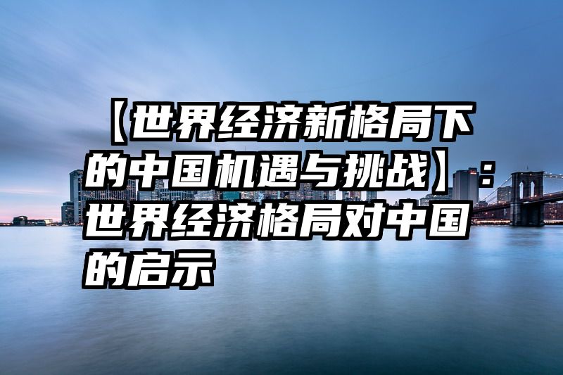 【世界经济新格局下的中国机遇与挑战】：世界经济格局对中国的启示