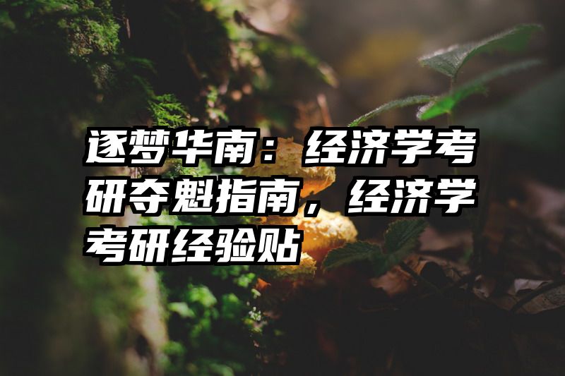 逐梦华南：经济学考研夺魁指南，经济学考研经验贴