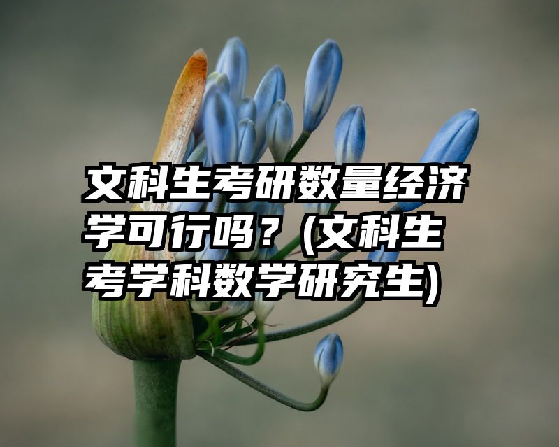 文科生考研数量经济学可行吗？(文科生考学科数学研究生)