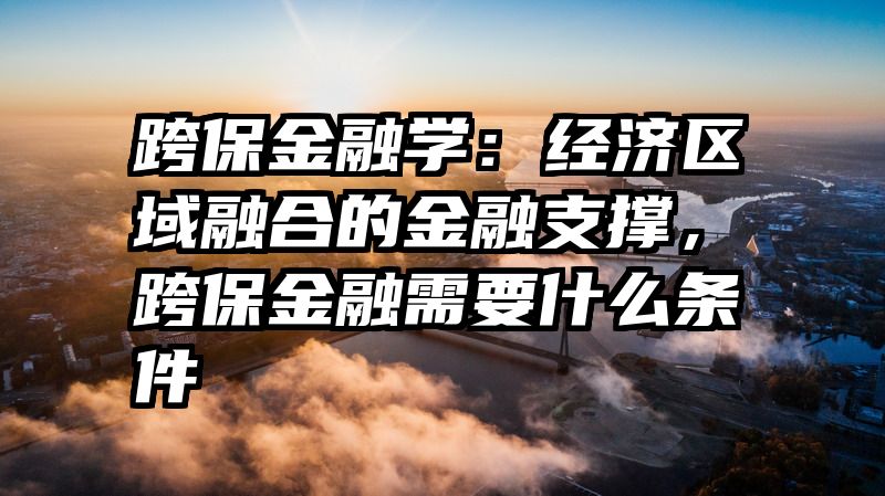 跨保金融学：经济区域融合的金融支撑，跨保金融需要什么条件