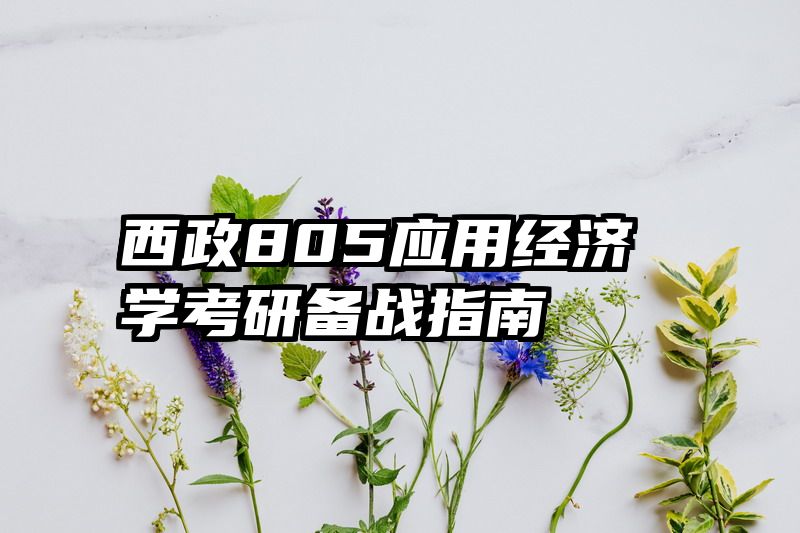 西政805应用经济学考研备战指南