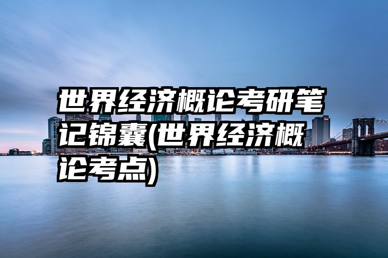 世界经济概论考研笔记锦囊(世界经济概论考点)