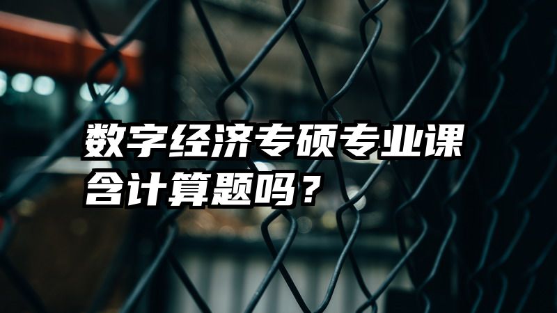 数字经济专硕专业课含计算题吗？