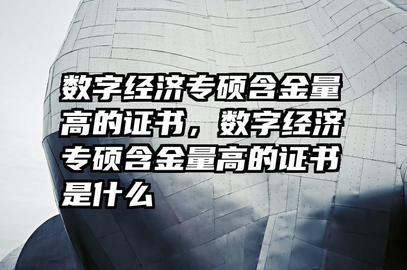 数字经济专硕含金量高的证书，数字经济专硕含金量高的证书是什么