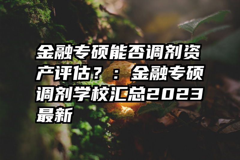 金融专硕能否调剂资产评估？：金融专硕调剂学校汇总2023最新