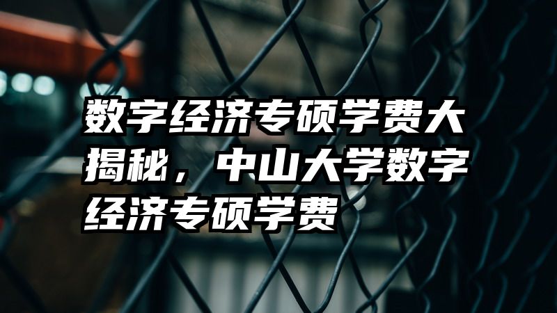 数字经济专硕学费大揭秘，中山大学数字经济专硕学费