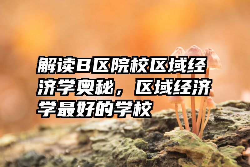 解读B区院校区域经济学奥秘，区域经济学最好的学校