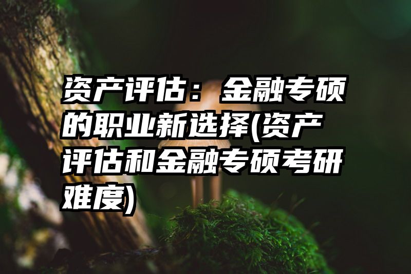 资产评估：金融专硕的职业新选择(资产评估和金融专硕考研难度)