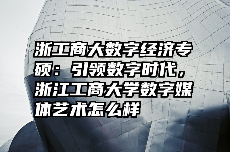 浙工商大数字经济专硕：引领数字时代，浙江工商大学数字媒体艺术怎么样