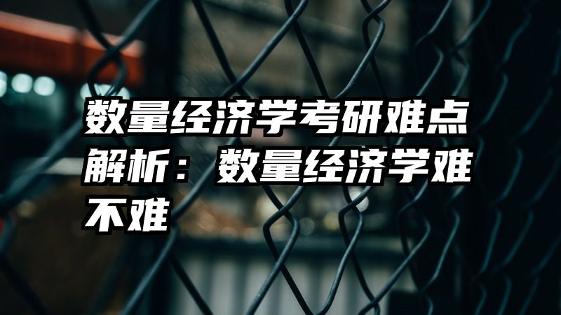 数量经济学考研难点解析：数量经济学难不难