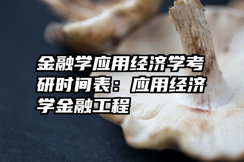 金融学应用经济学考研时间表：应用经济学金融工程