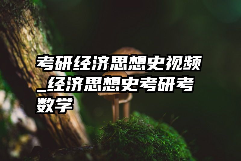 考研经济思想史视频_经济思想史考研考数学