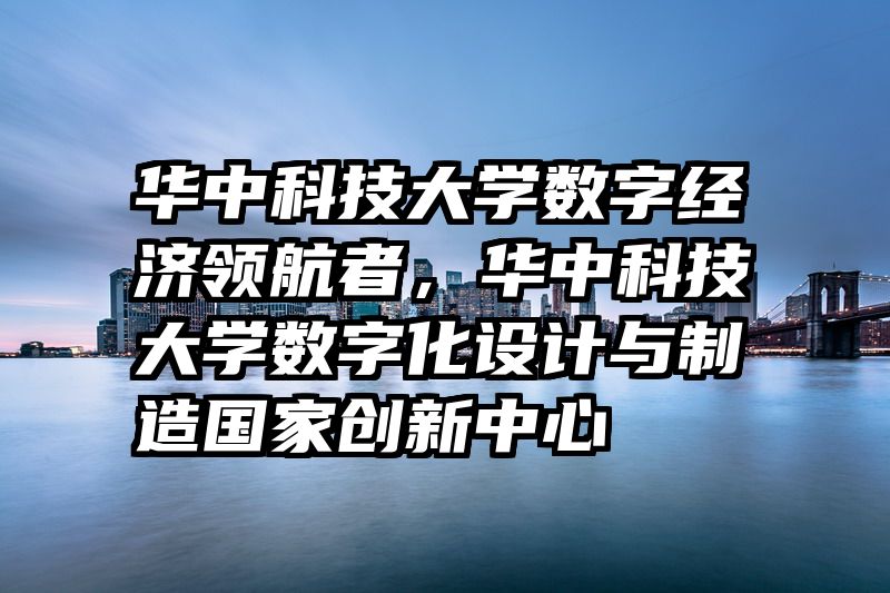 华中科技大学数字经济领航者，华中科技大学数字化设计与制造国家创新中心