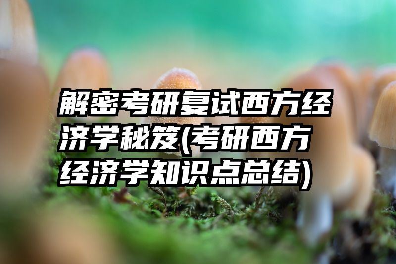 解密考研复试西方经济学秘笈(考研西方经济学知识点总结)