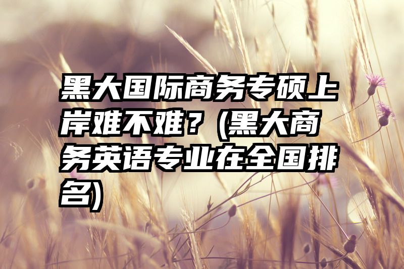 黑大国际商务专硕上岸难不难？(黑大商务英语专业在全国排名)