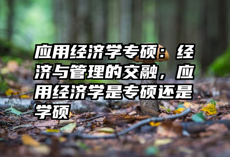 应用经济学专硕：经济与管理的交融，应用经济学是专硕还是学硕