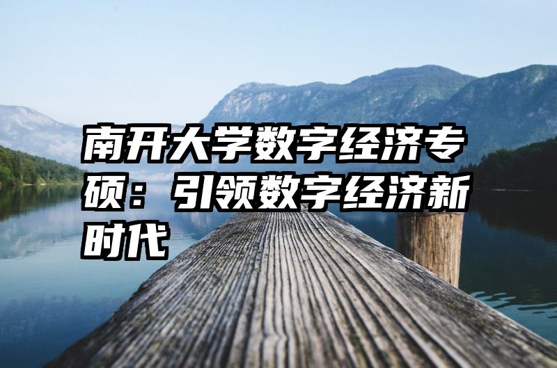 南开大学数字经济专硕：引领数字经济新时代