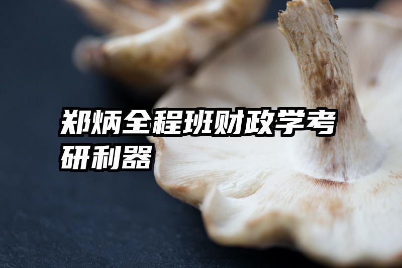 郑炳全程班财政学考研利器