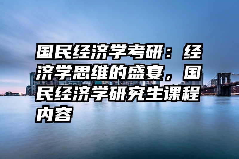 国民经济学考研：经济学思维的盛宴，国民经济学研究生课程内容