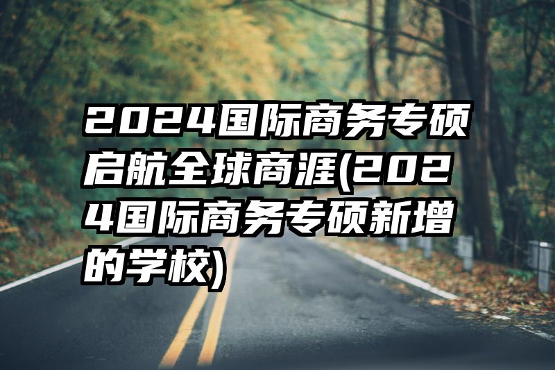 2024国际商务专硕启航全球商涯(2024国际商务专硕新增的学校)