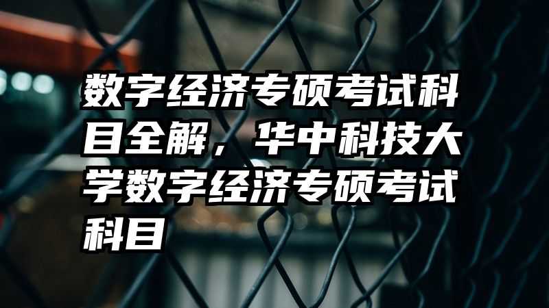 数字经济专硕考试科目全解，华中科技大学数字经济专硕考试科目