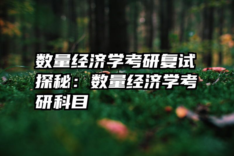 数量经济学考研复试探秘：数量经济学考研科目