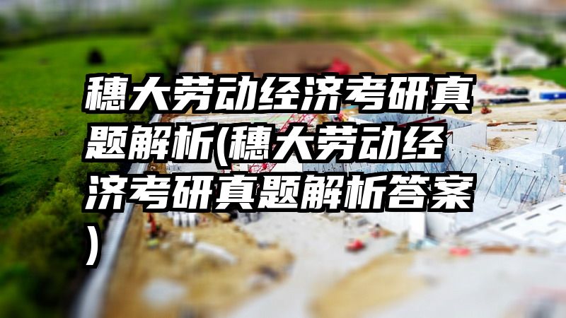 穗大劳动经济考研真题解析(穗大劳动经济考研真题解析答案)