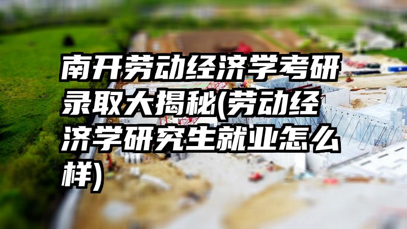 南开劳动经济学考研录取大揭秘(劳动经济学研究生就业怎么样)