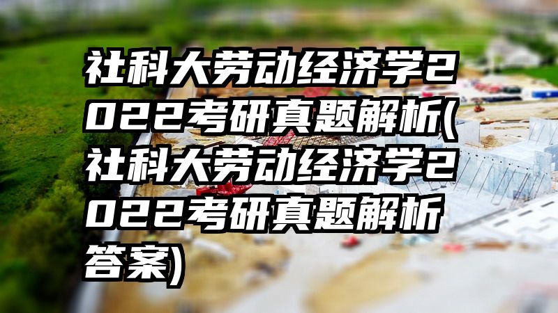 社科大劳动经济学2022考研真题解析(社科大劳动经济学2022考研真题解析答案)