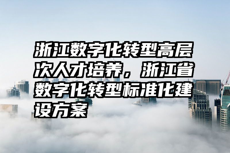 浙江数字化转型高层次人才培养，浙江省数字化转型标准化建设方案