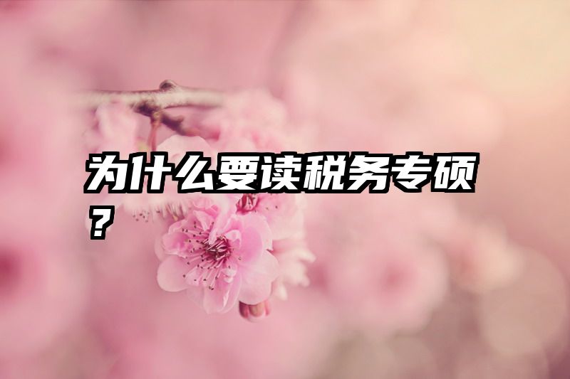 为什么要读税务专硕?