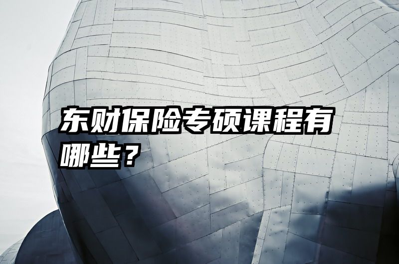 东财保险专硕课程有哪些?
