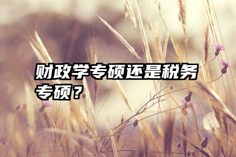 财政学专硕还是税务专硕？