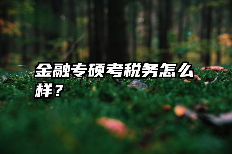 金融专硕考税务怎么样?